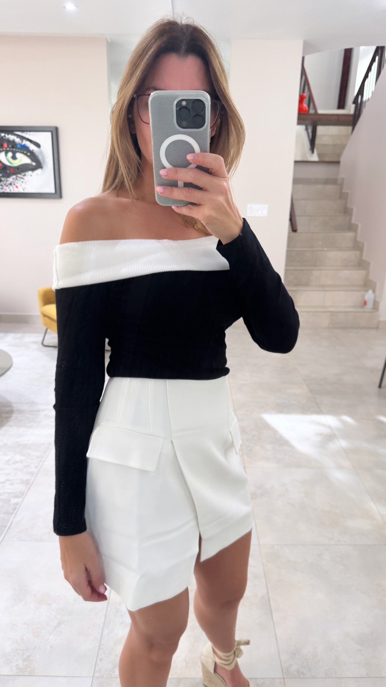 Tuxedo MINI skirt black/white