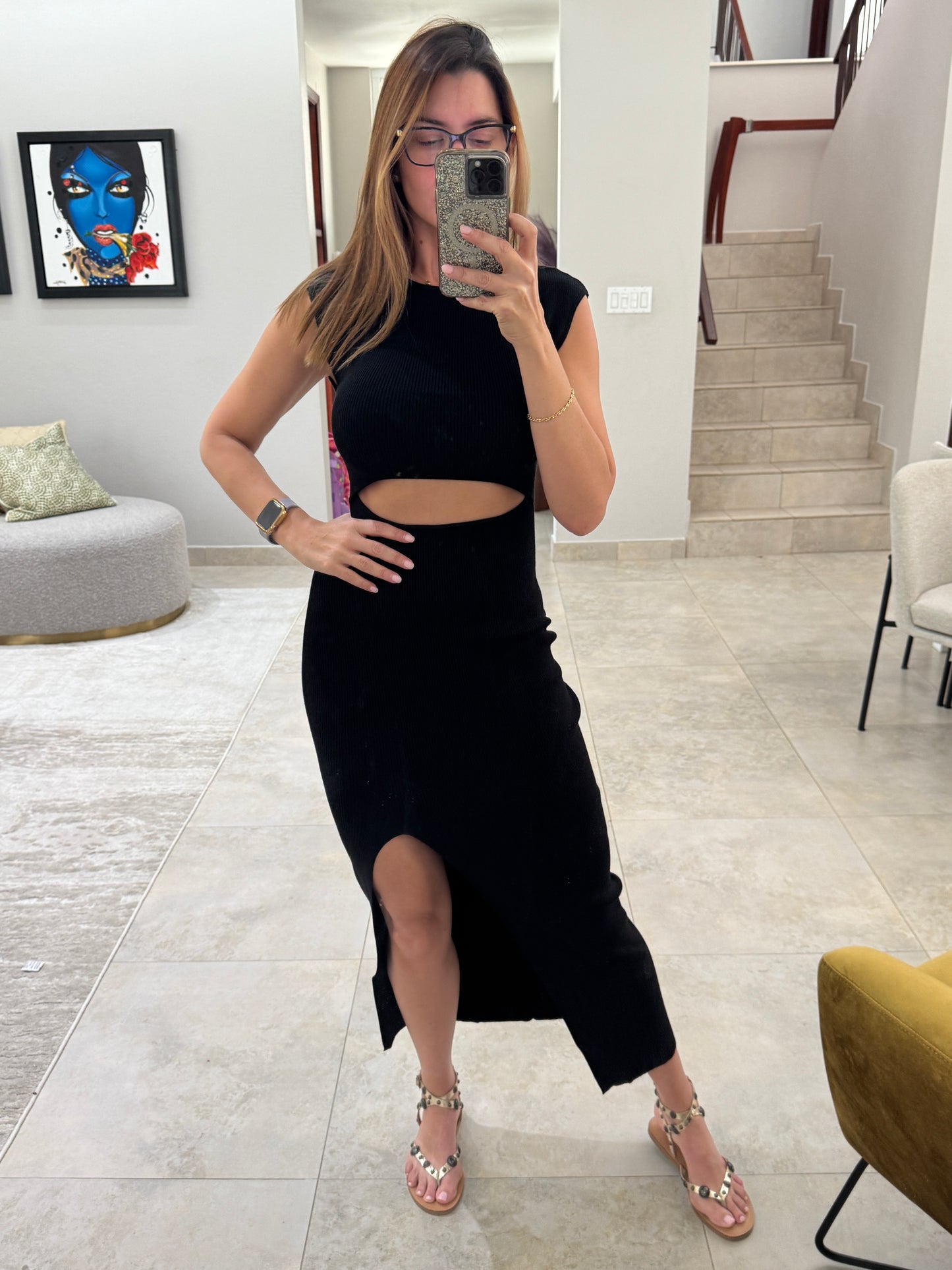 Black midi dress