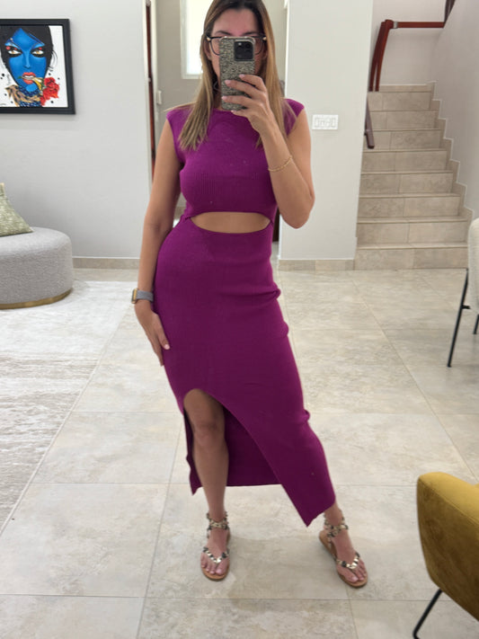Magenta midi dress