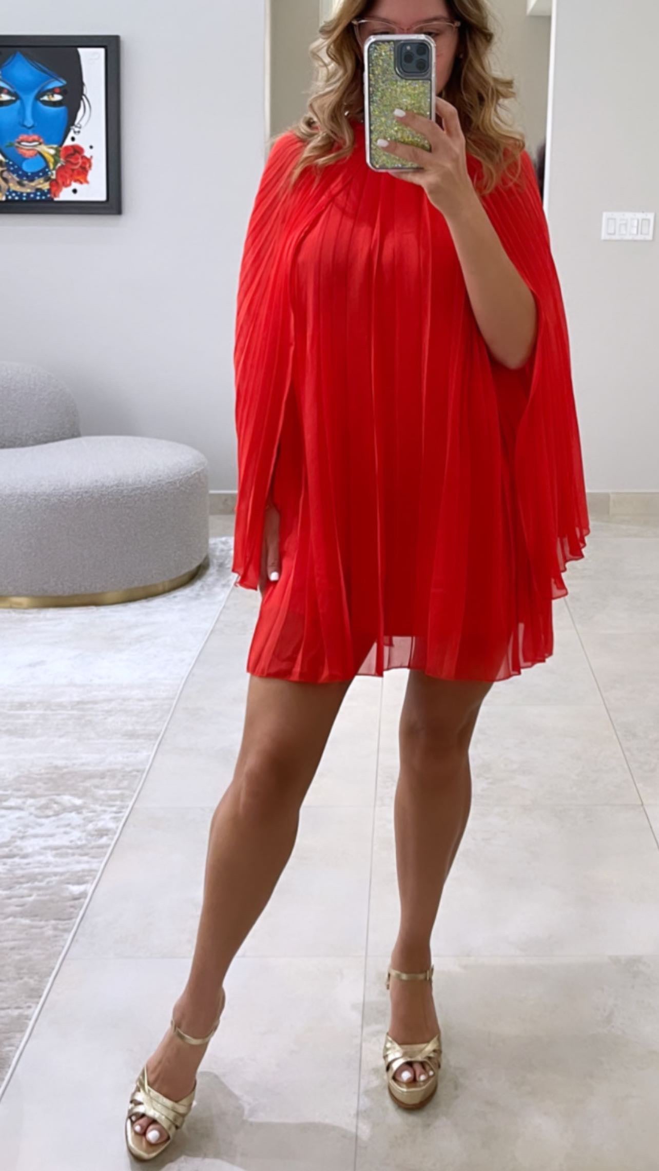 Spicy Orange Chiffon Dress