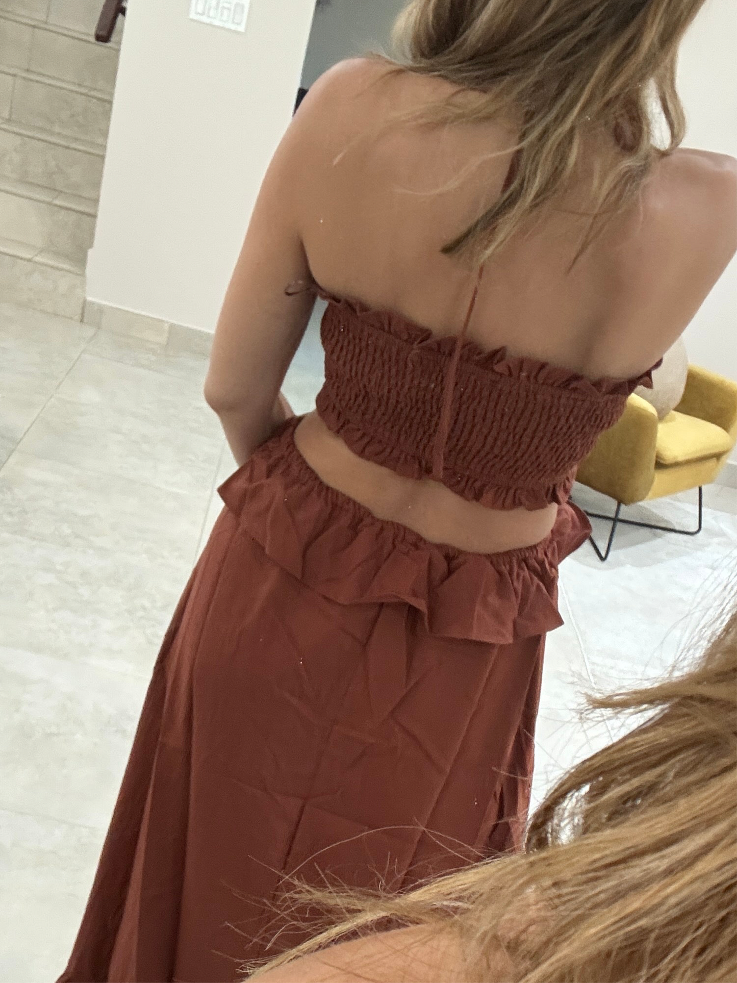 Terracota ruffle dress