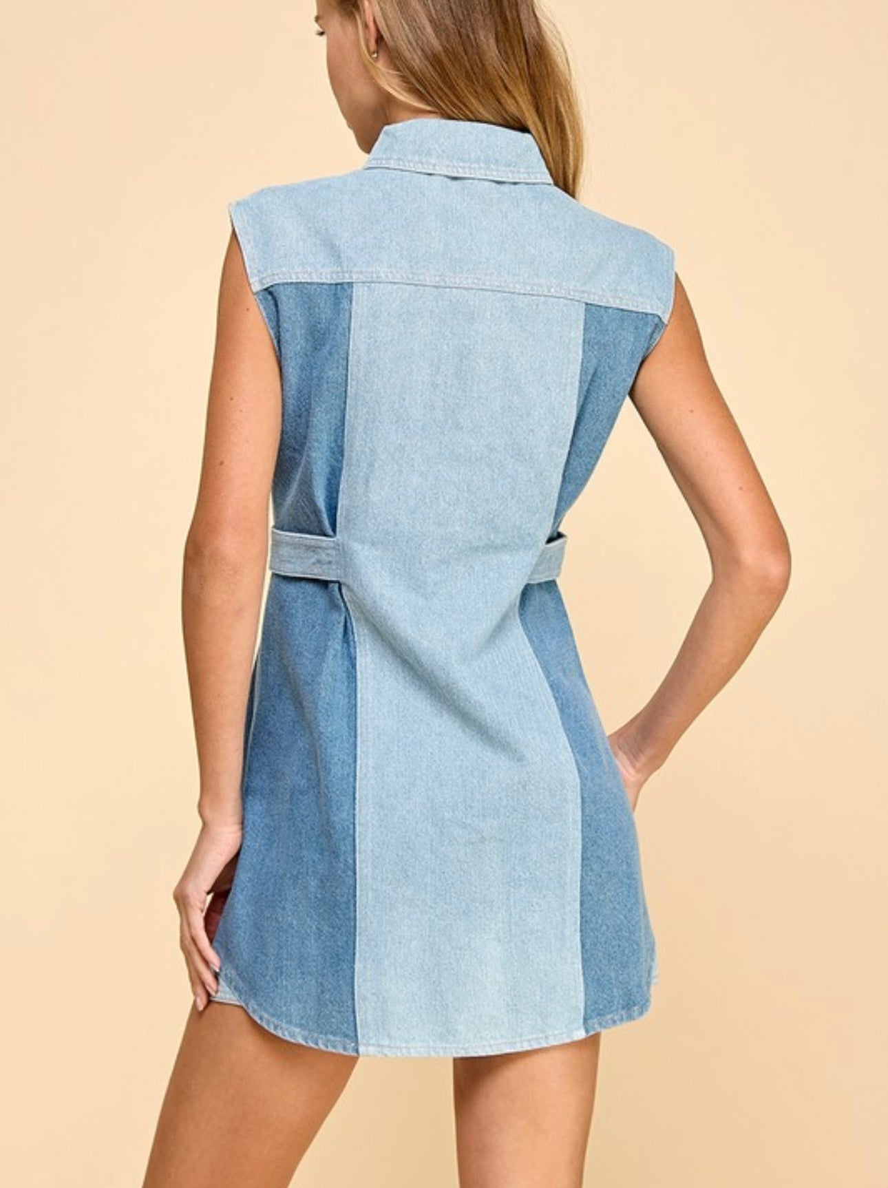 Color block denim dress- final sale