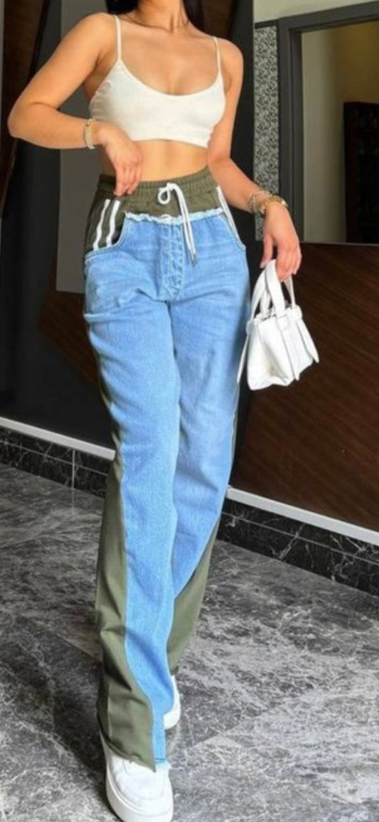 High waisted denim duo pant- final sale