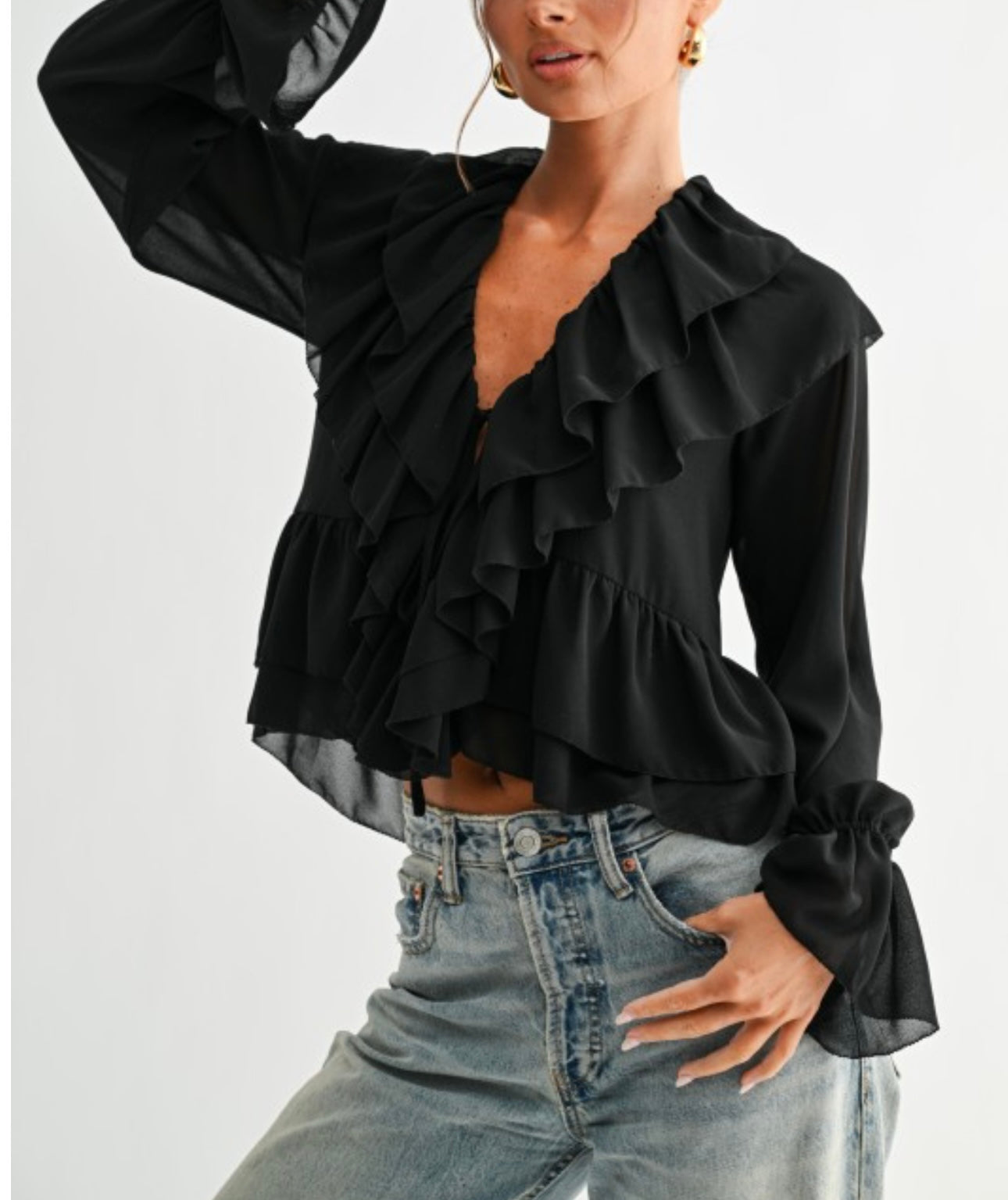 Cascade ruffle top