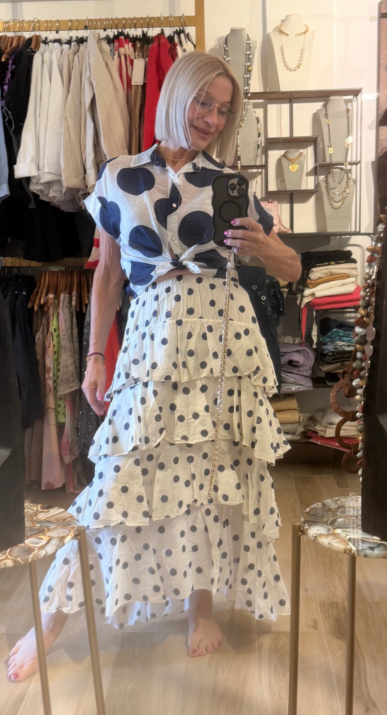 Falda dots tres volantes