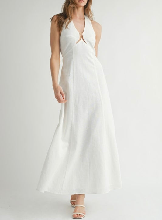 Halter linen maxi dress