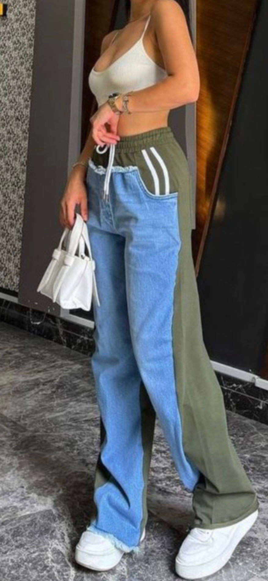 High waisted denim duo pant- final sale