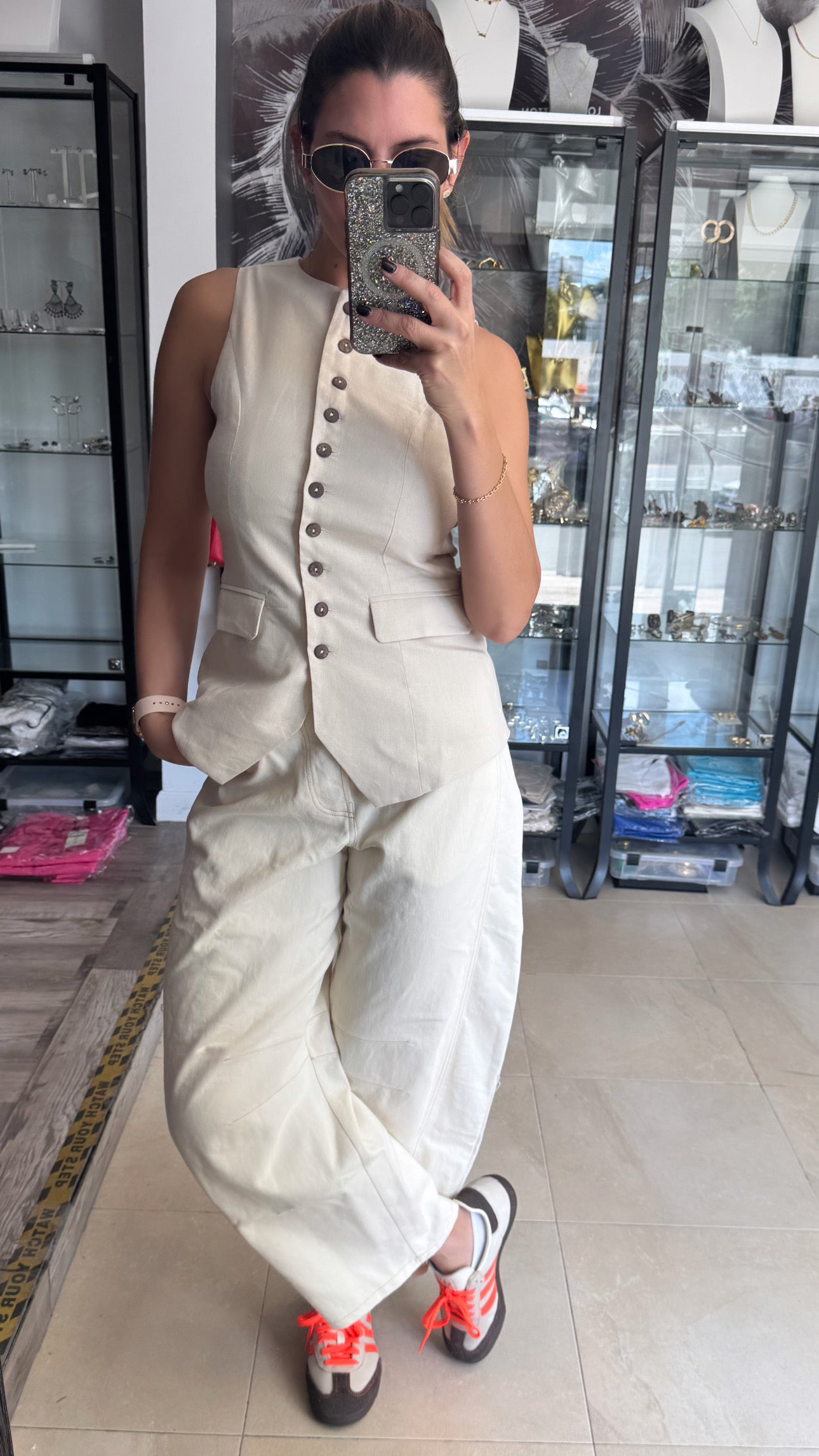 Barrel Jean cream-final sale