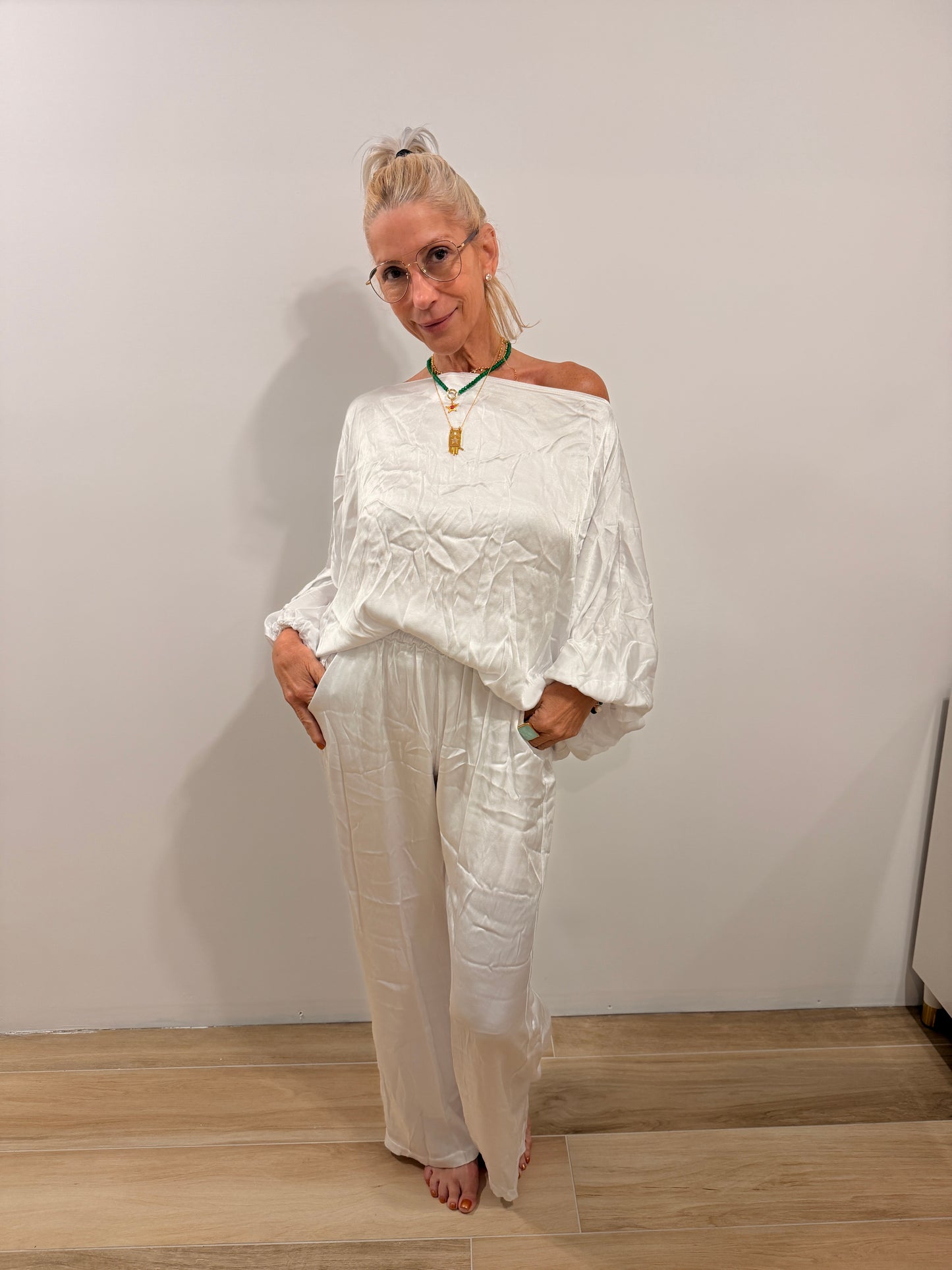 Satin set -white (one size)