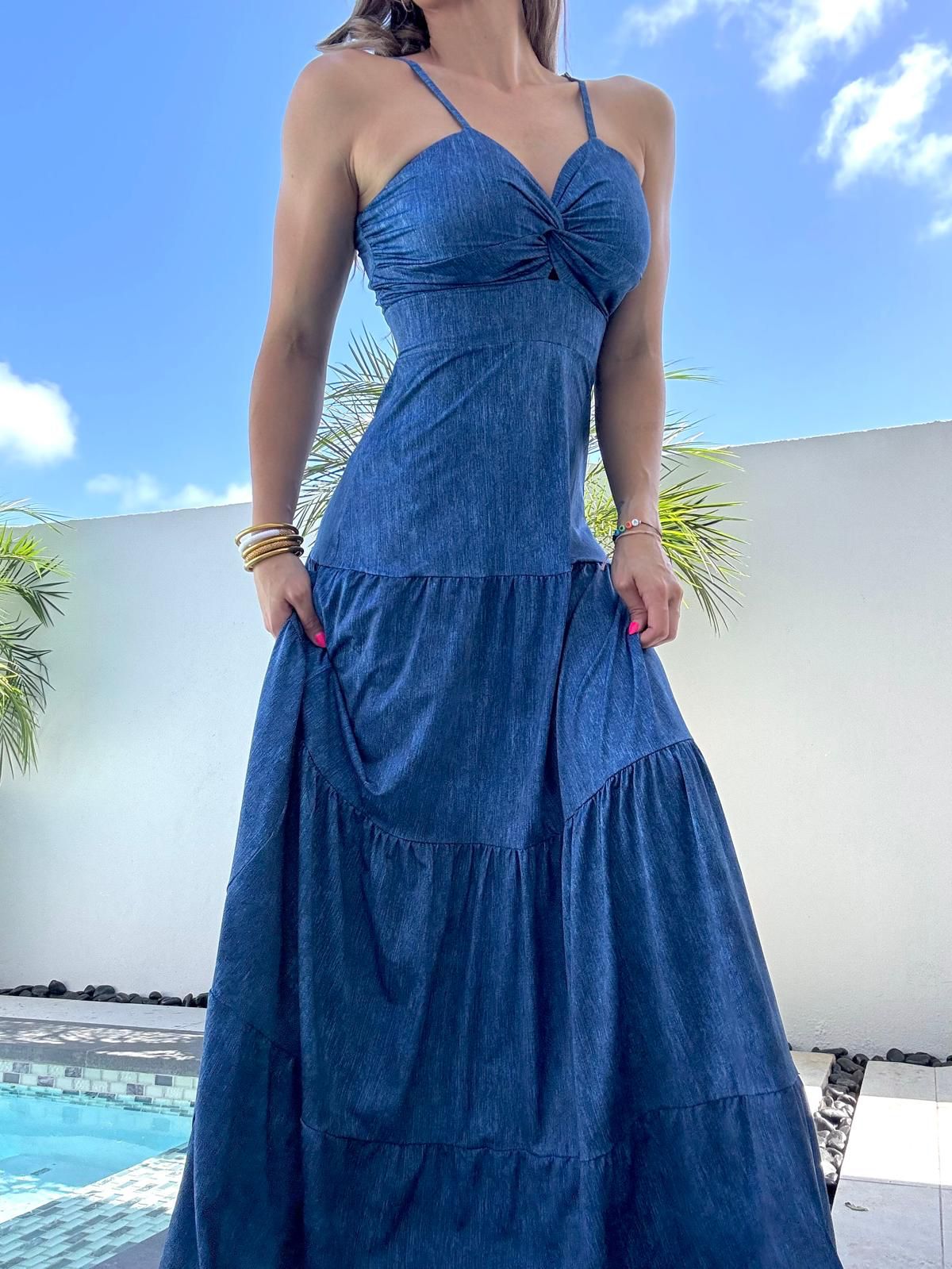 Denim licra-blue dress