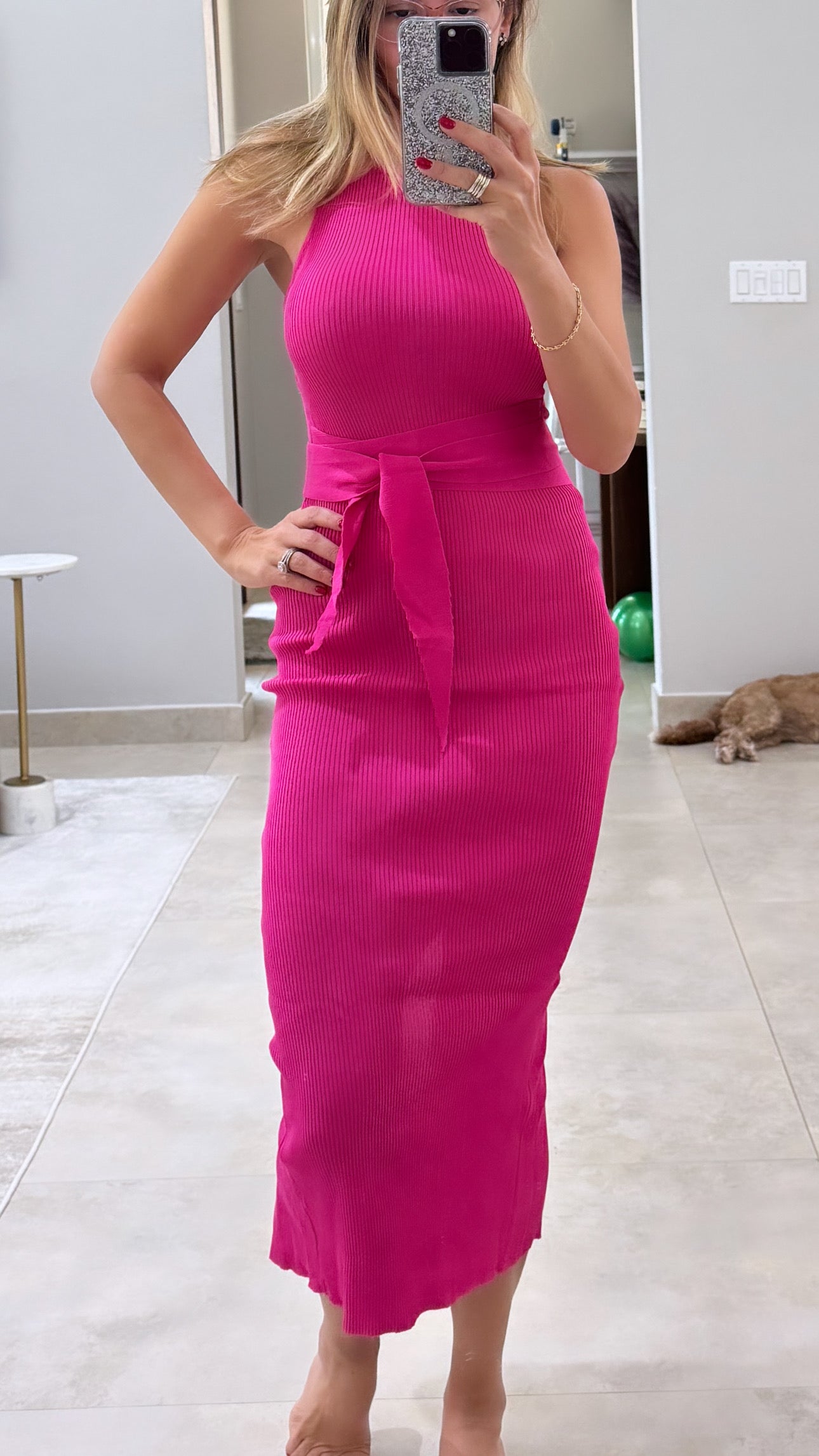 Hot Pink Midi Dress