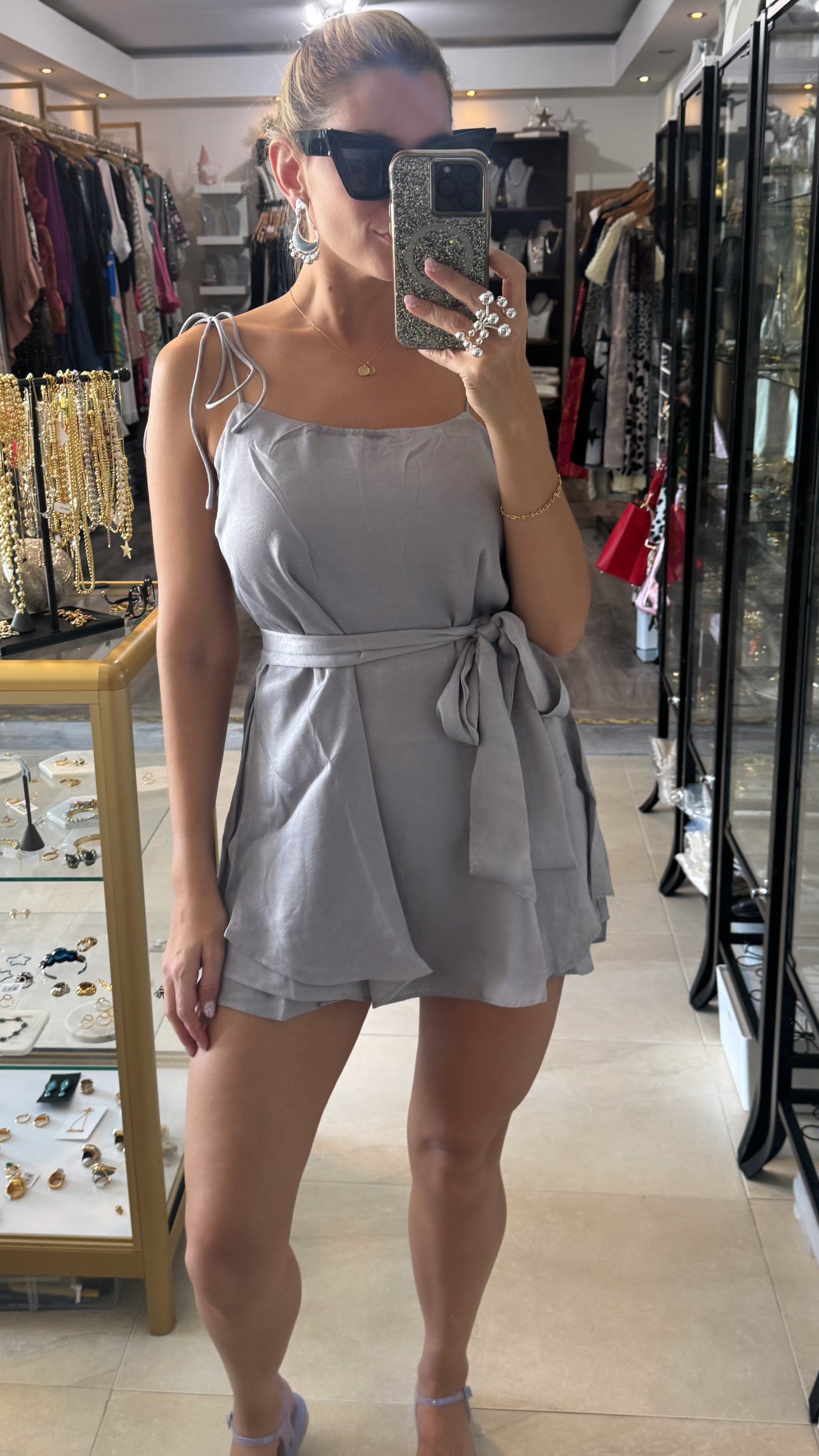 Grey silver romper