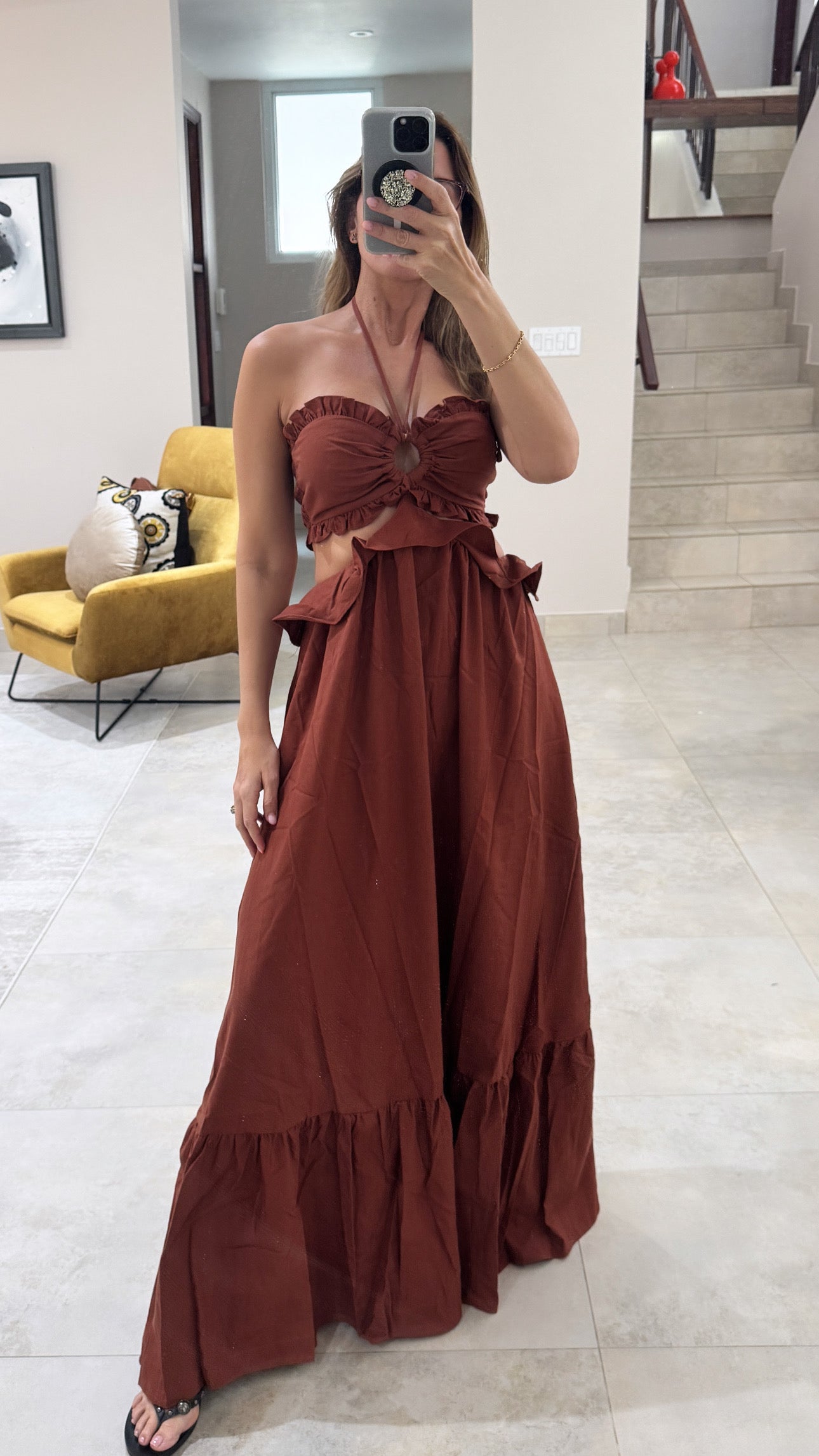 Terracota ruffle dress