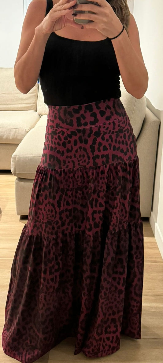 Burgundy licra maxi skirt