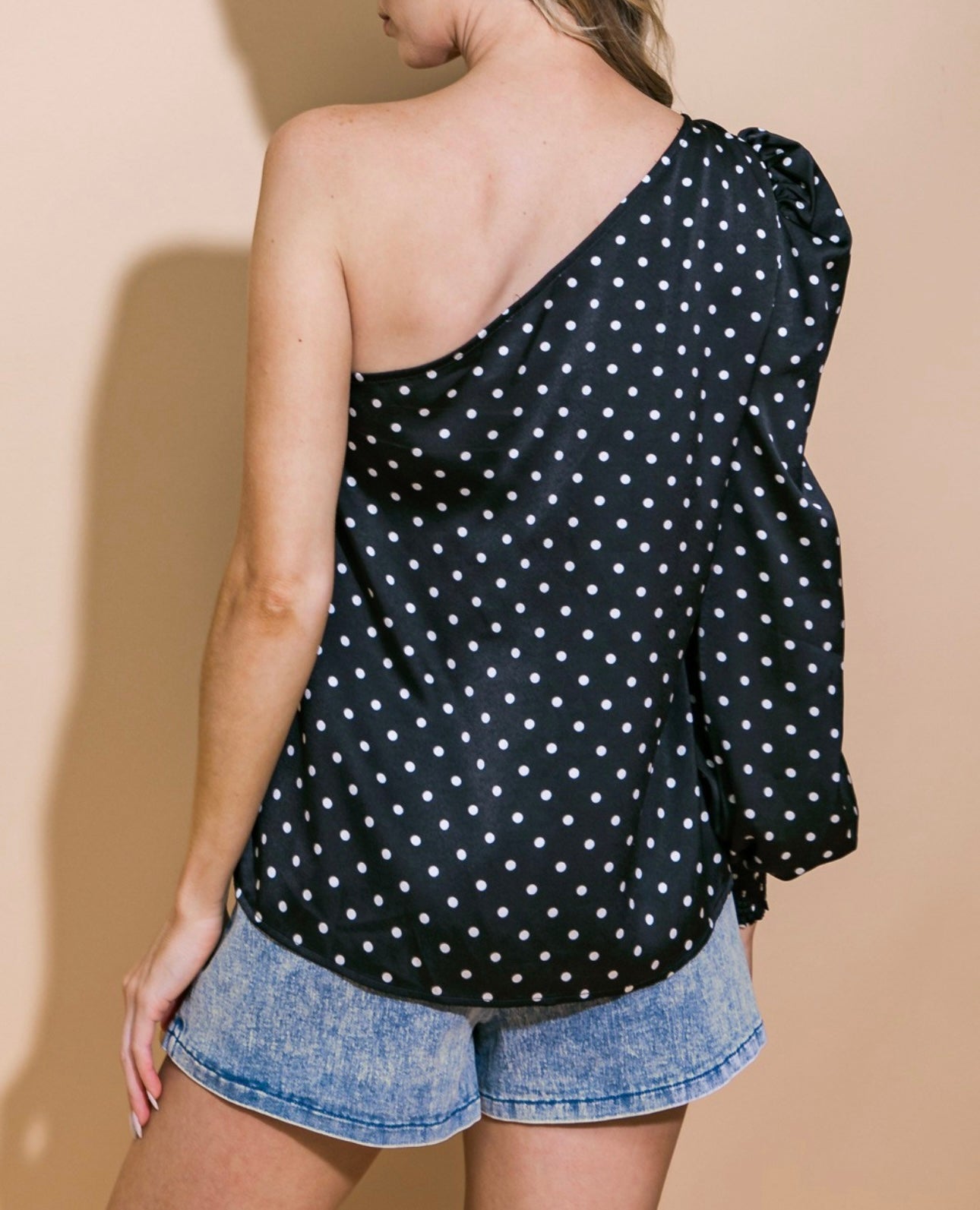 Polka Dot One Shoulder Top