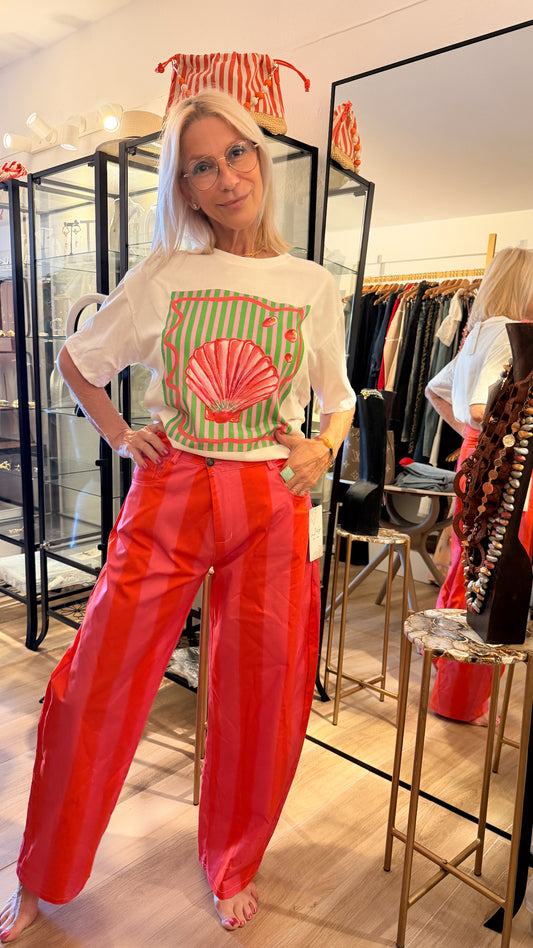 Stripe pant - Orange/pink