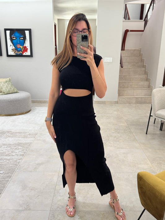 Black midi dress