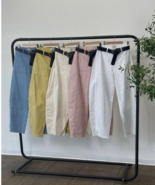 Barrel pant with belt-5 colors PRE-ORDER