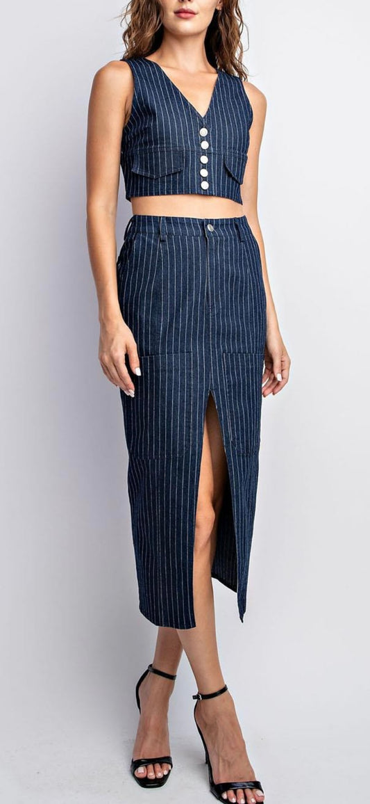 Denim stripe set