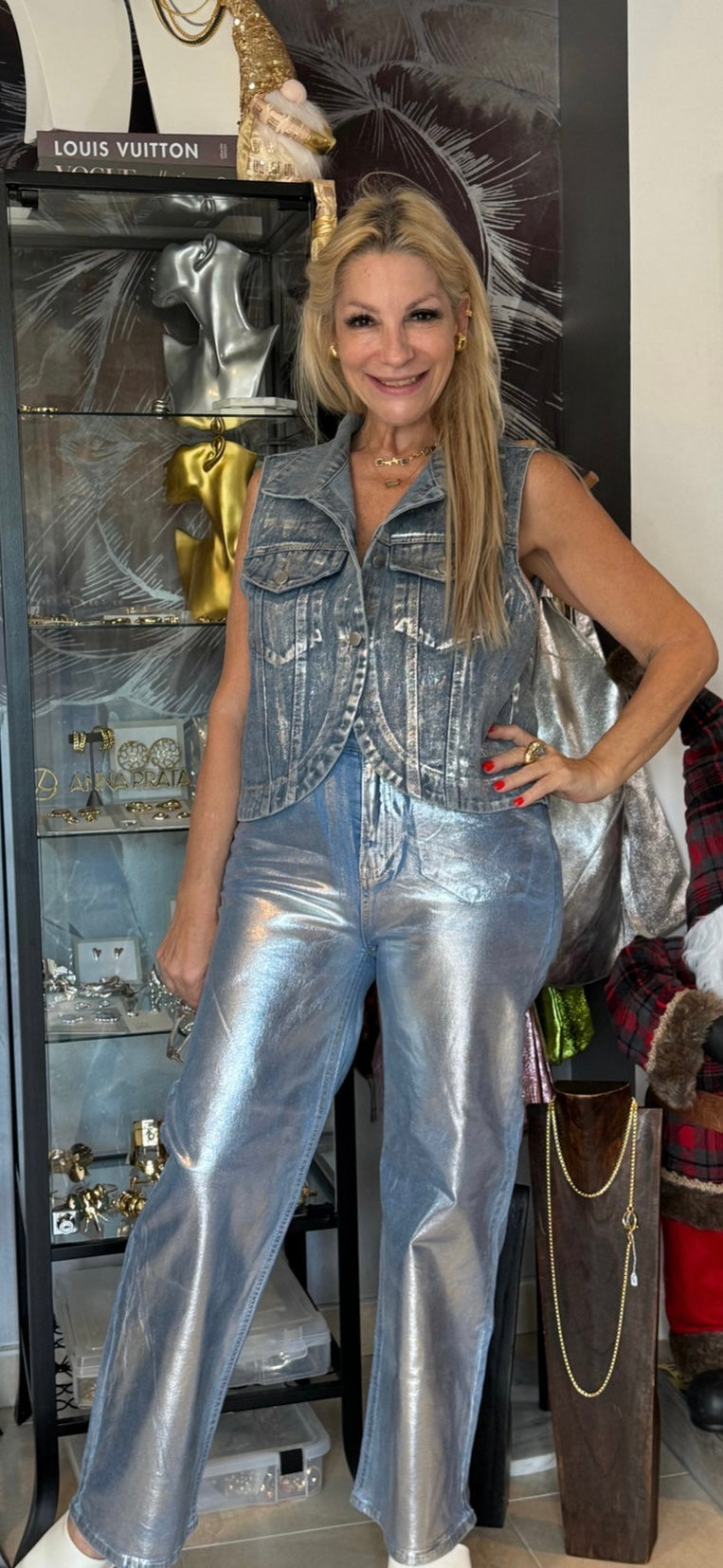 Metallic Denim Vest