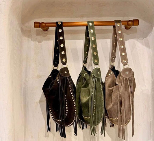 Fringe bag with gold buttons PREORDER