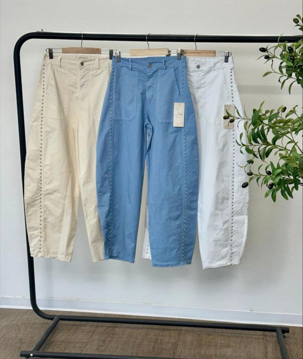 Studded barrel pant-3 colors PRE-ORDER