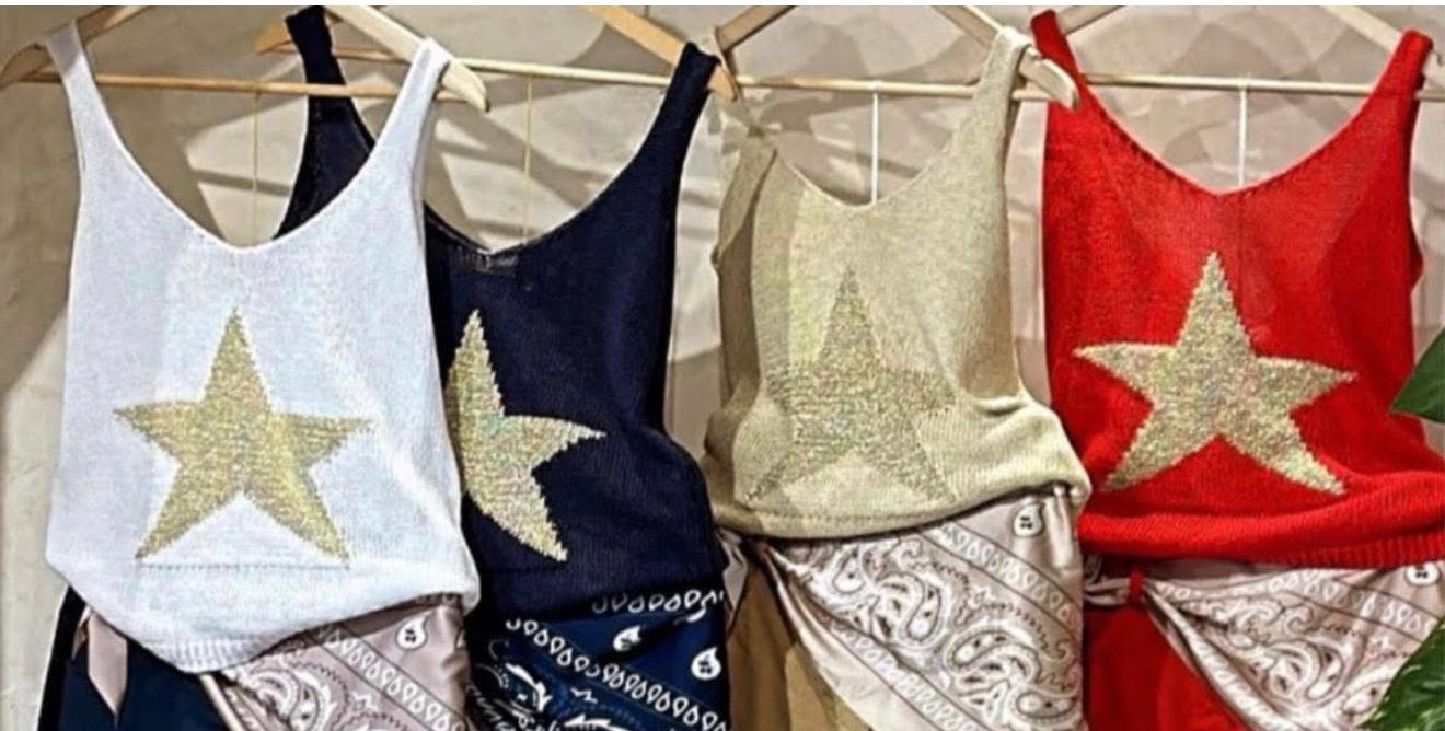 Metalic Star Crop top tejido