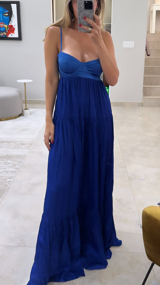 Silky Maxi Dress-Royal Blue