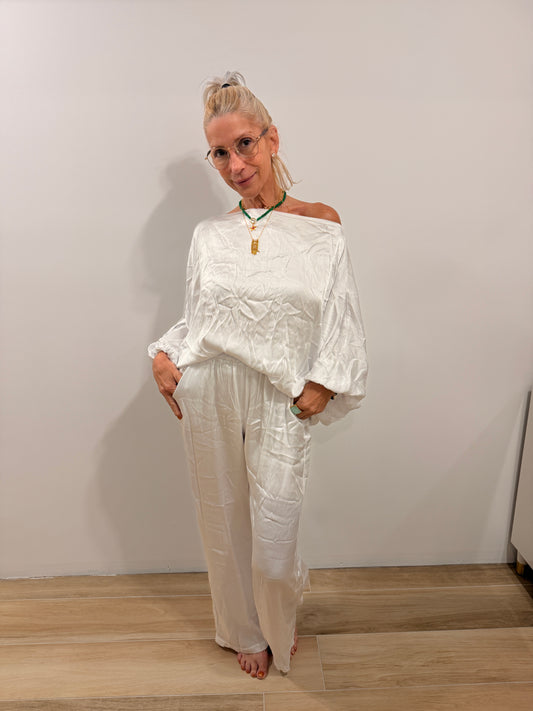 Satin set -white (one size)