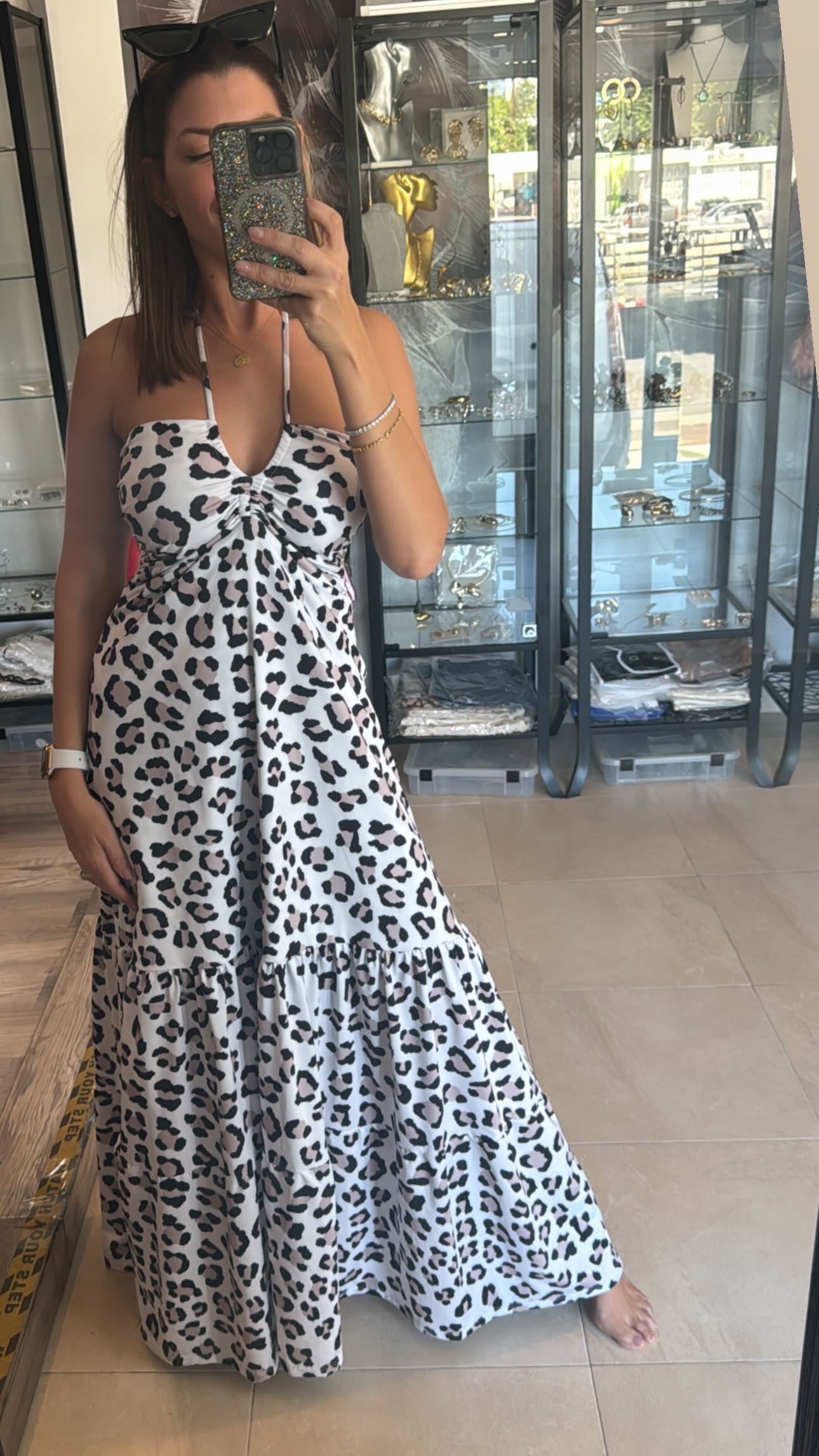 Cheetah maxi licra dress