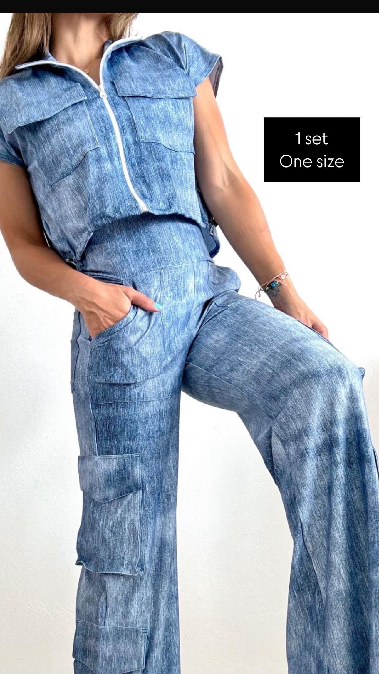 Amos licra denim set