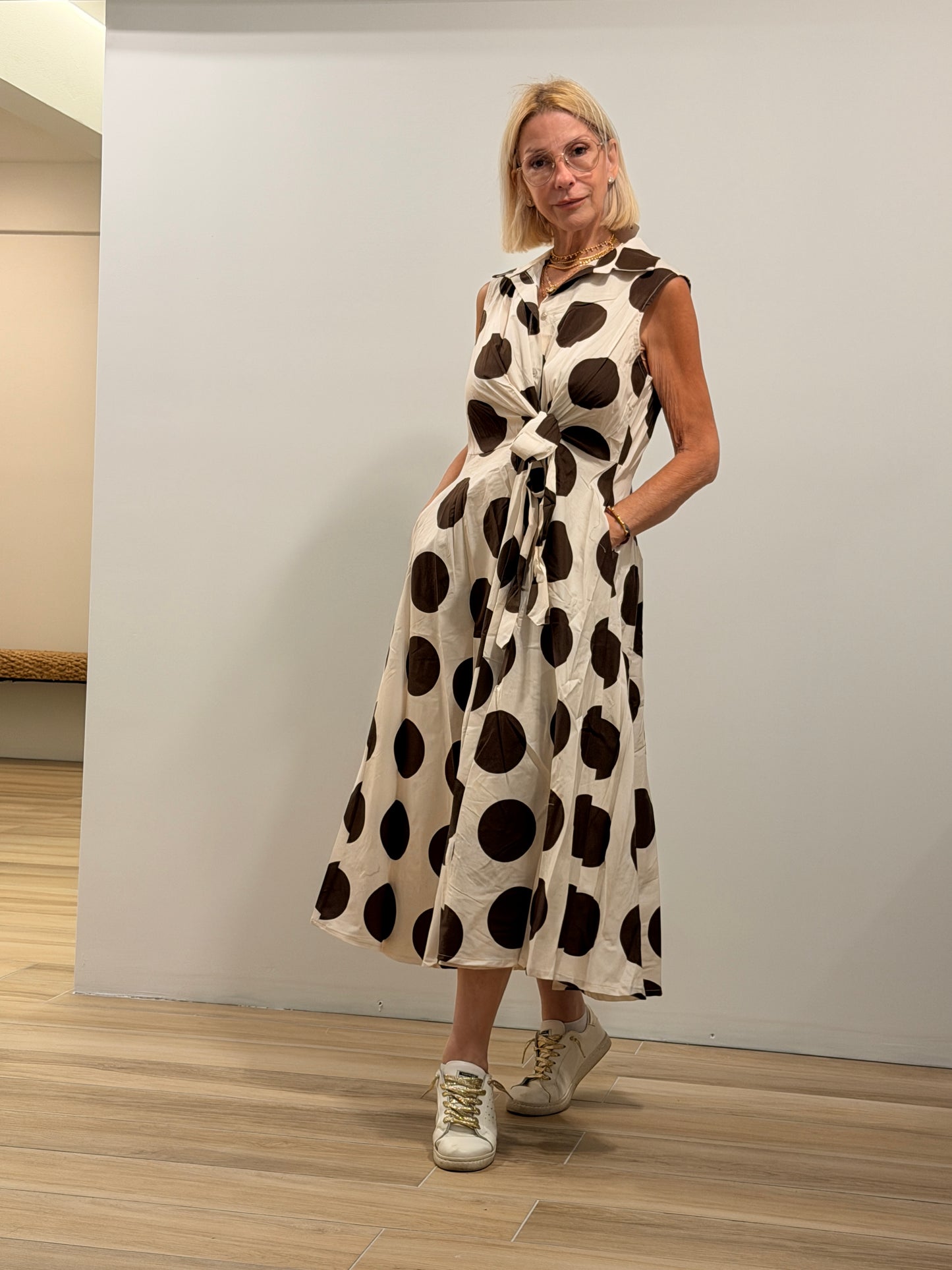 Polka dot wrap dress one size