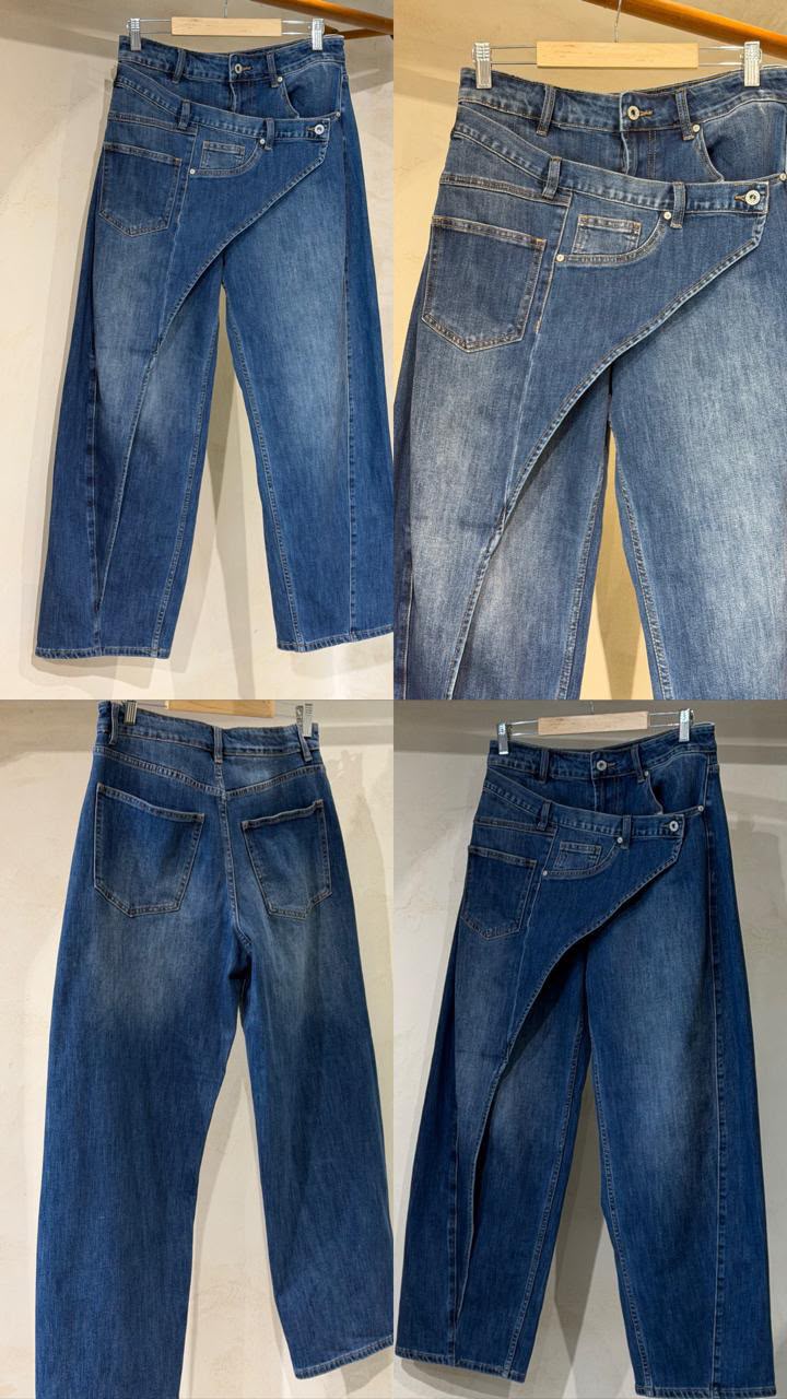 Denim barrel skirt look