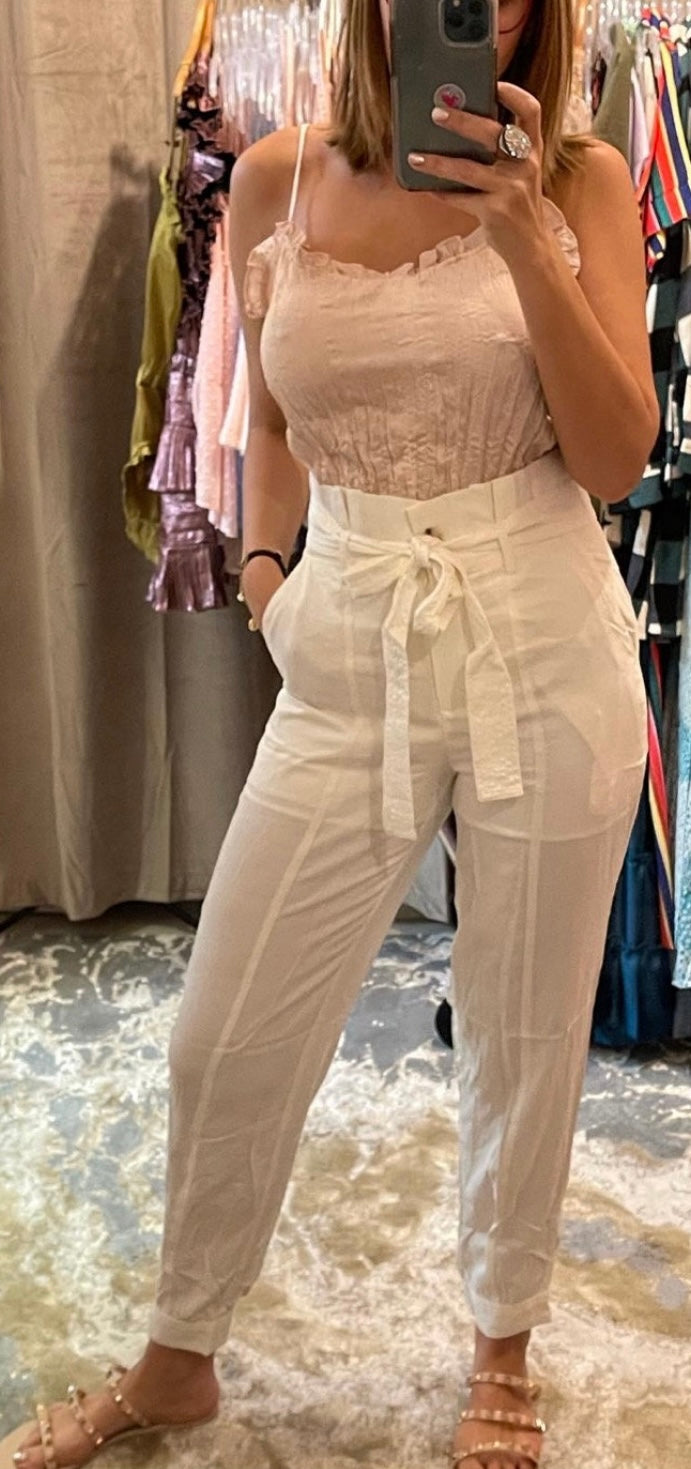 White Paper-bag Pant