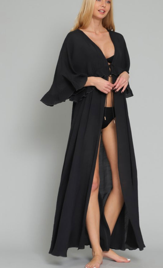 Ruffle Coverup Black