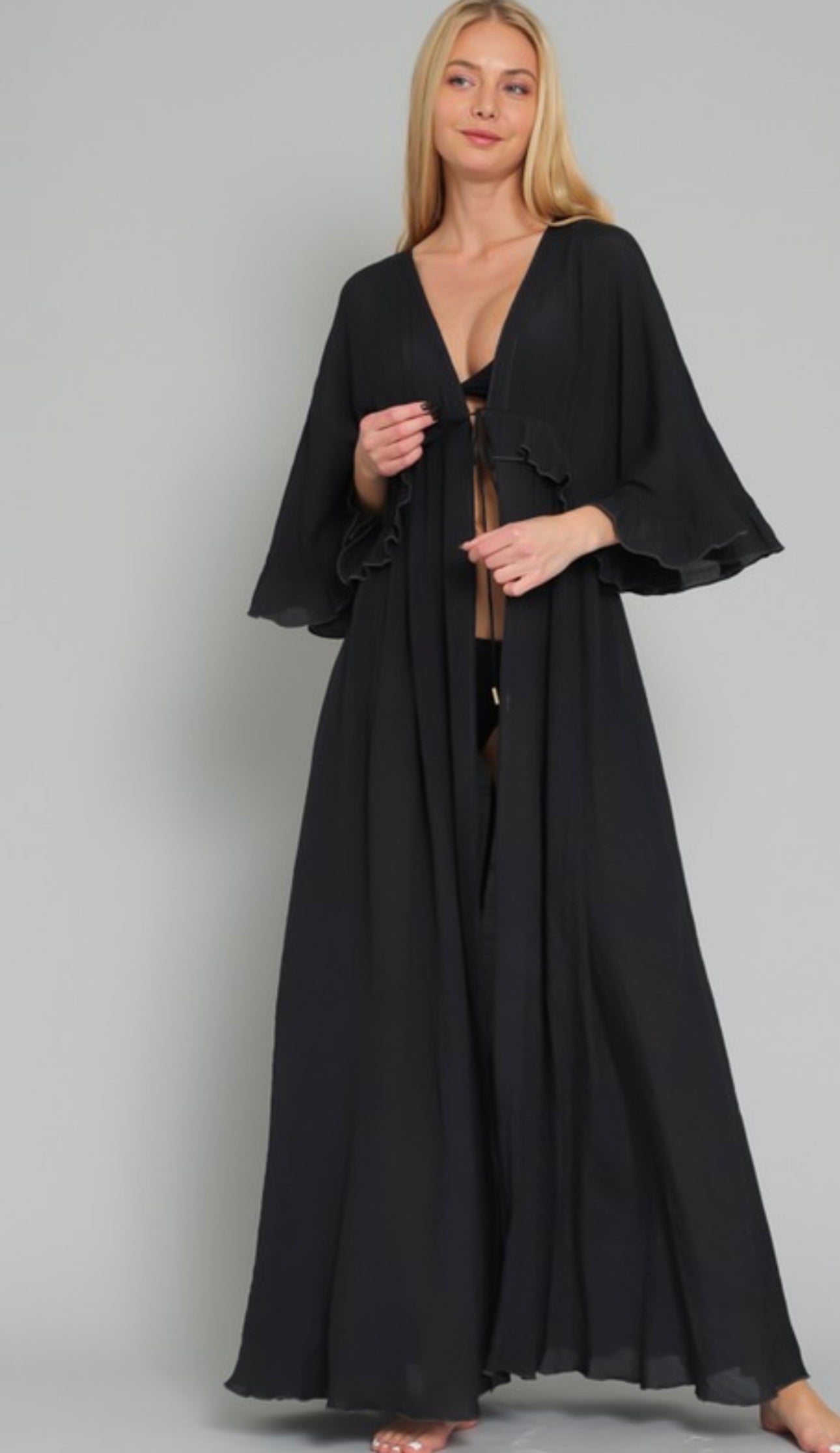 Ruffle Coverup Black